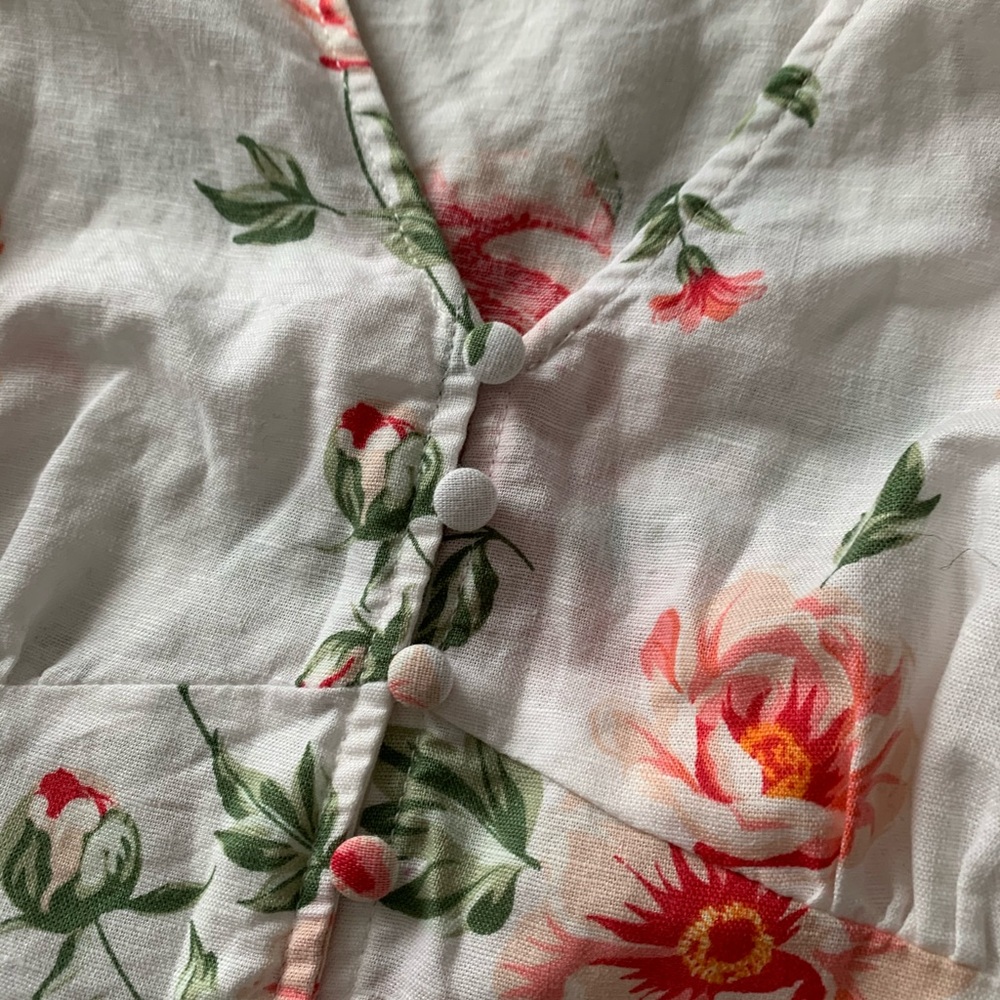 FLORAL LINEN BABY DOLL DRESS - Picture 2 of 4